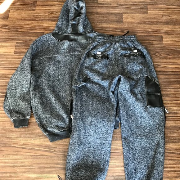 PCJ Heavyweight Sweat Pants Set Full Zip With Hoodie Embellished L - Picture 2 of 13